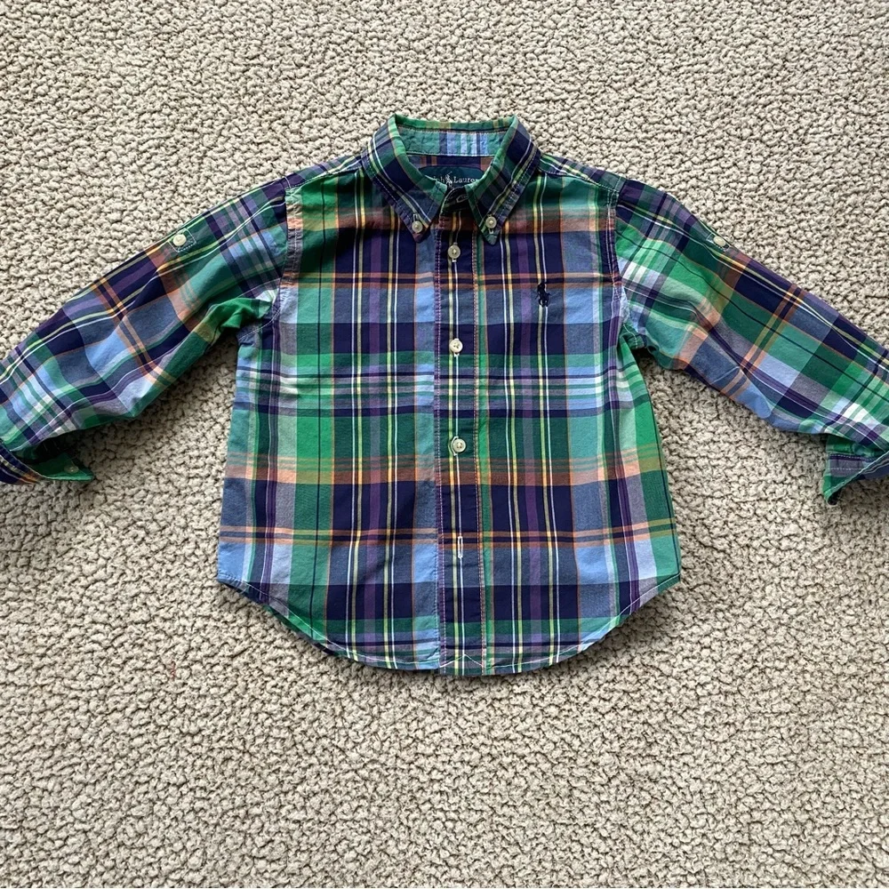 🐻 2/$25 • HP!! 🥳 Ralph Lauren | Cute Plaid Button Down • 24 Months